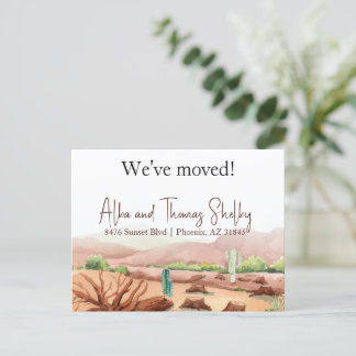 new address, desert landscape we have moved postcard