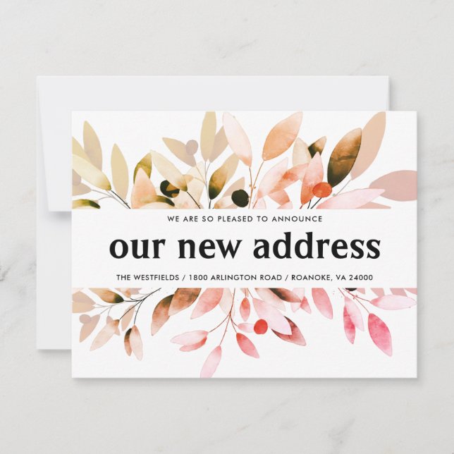 New Address Fall Colours Floral Moving Announcement (Front)