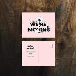 New Address   Floral Pink   Moving Announcement Postcard