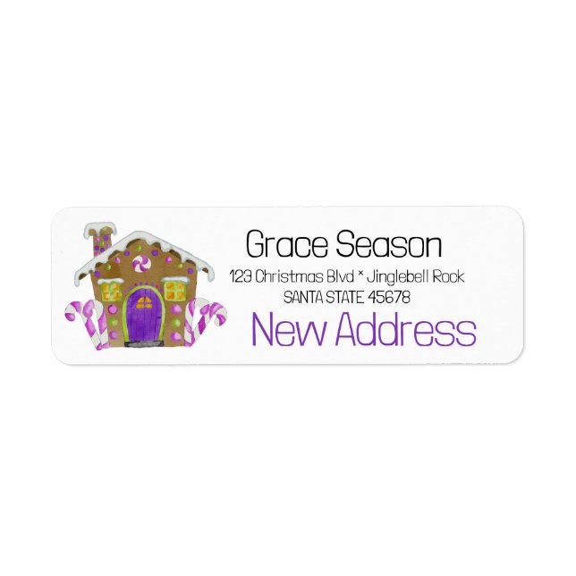 New Address Gingerbread House Label Return Address Label (Front)