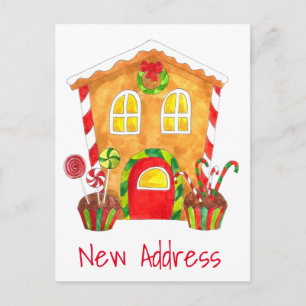 New Address Gingerbread House Postcard