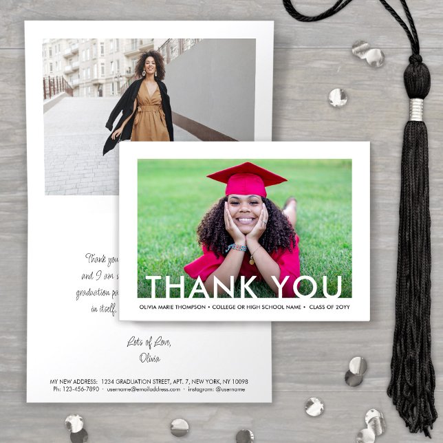New Address Graduation Photo Folded Thank You Card (Creator Uploaded)