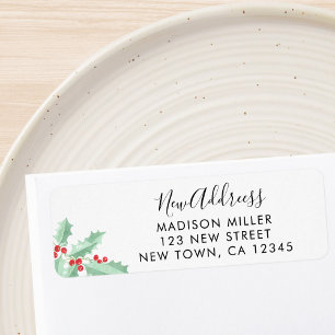 New Address Holly Return Address Label
