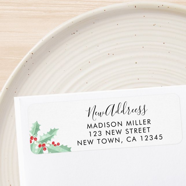 New Address Holly Return Address Return Address Label (Creator Uploaded)