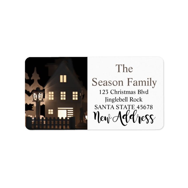 New Address Illuminated Christmas Houses Label (Front)