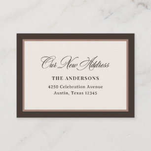 New Address Insert Chic Brown Neutral Calligraphy
