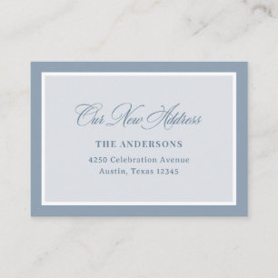 New Address Insert Classic Dusty Blue Calligraphy