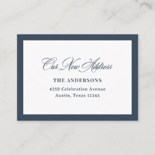 New Address Insert   Classic Navy Blue Calligraphy
