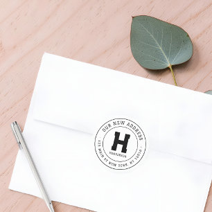 New Address Minimalist Moving Announcement Round Classic Round Sticker