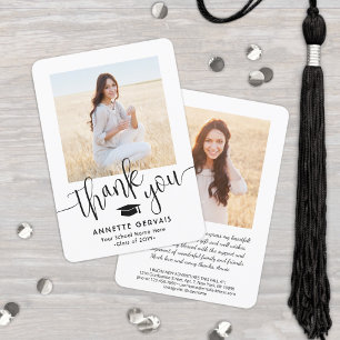 New Address Modern Trendy Script Graduation Photo Thank You Card