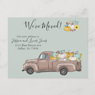 New Address Moving Announcement Autumn Pumpkin Postcard