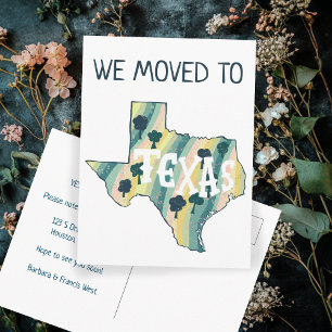 NEW ADDRESS Moving TEXAS State Illustrated Map  Postcard