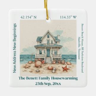 New Address New Beginnings Beach Vibe Housewarming Ceramic Ornament