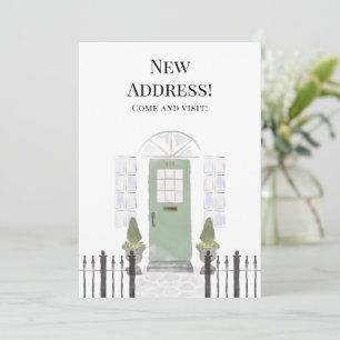 New Address New Home Watercolor Green Door Announcement