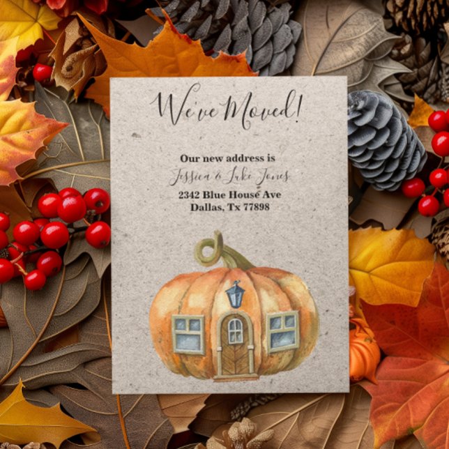 New Address Notice Moving Thanksgiving Pumpkin Ann Announcement Postcard (Creator Uploaded)