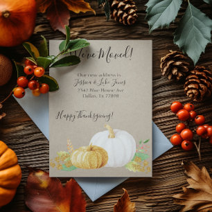 New Address Notice Moving Thanksgiving Pumpkin Announcement Postcard