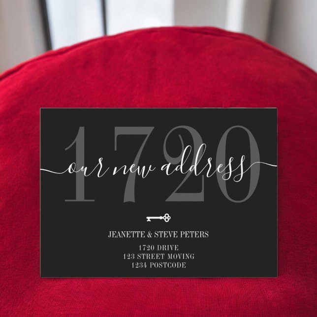 New Address number white black cool script moving Announcement (New Address number white black cool script moving Announcement)