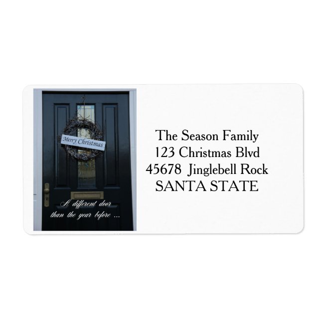 New Address ornament wreath Holiday Label (Front)