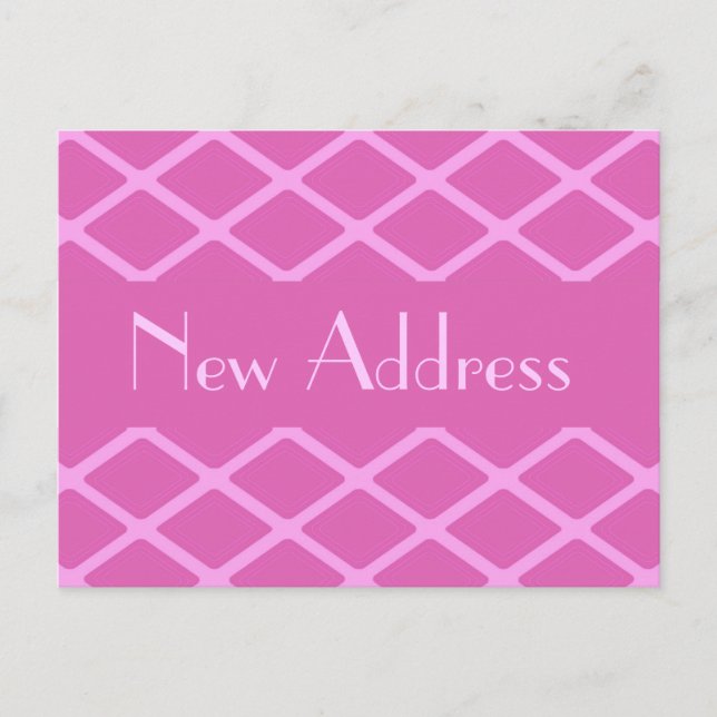 New Address pink pattern Announcement Postcard (Front)