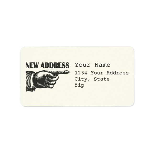 New Address Pointing Hand Label (Front)