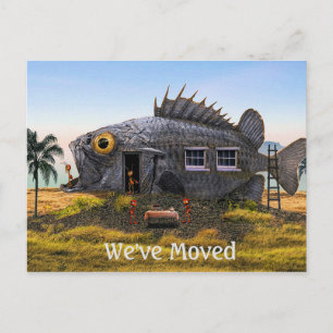 New Address Postcard with Fish and Ants by Beach