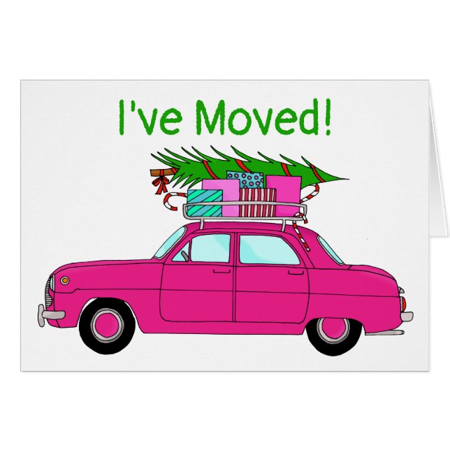 New Address Purple Car with Christmas Gifts (Front Horizontal)