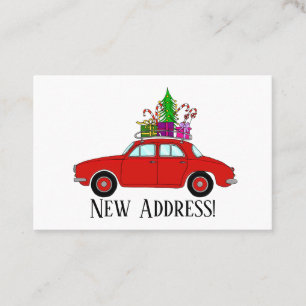 New Address Red car with Christmas gifts Business Card