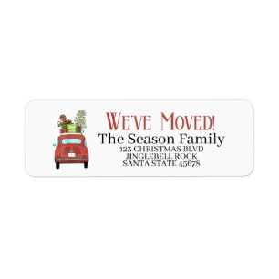 New Address Red car with Christmas Gifts Label Return Address Label