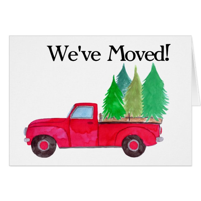 New Address Red Retro Pickup Truck (Front Horizontal)