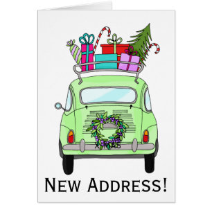 New Address Retro Fiat 500 with Christmas Gifts