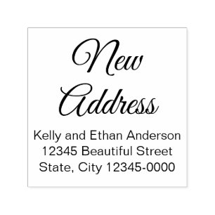 New Address Script Name and Return Address Text Self-inking Stamp