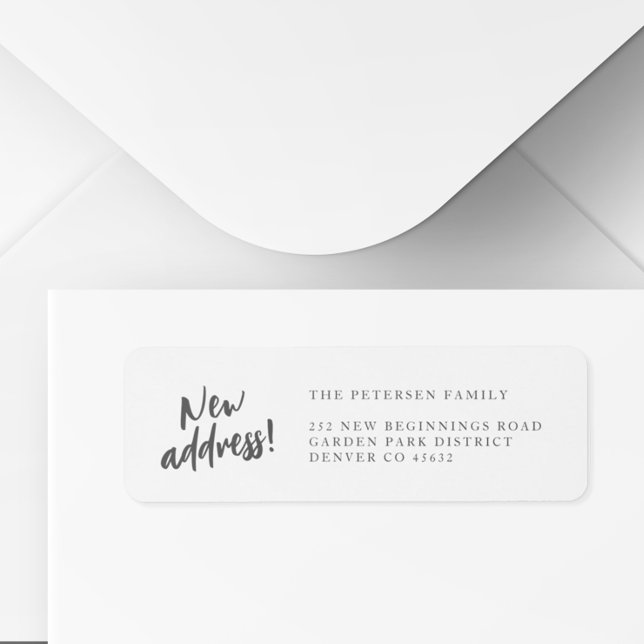 New address simple black white return address label (Creator Uploaded)