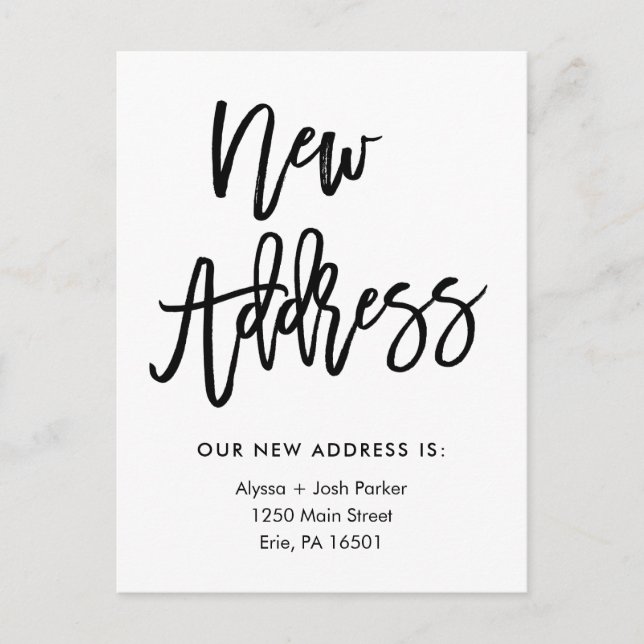 New Address | Simple Modern Typography Announcement Postcard (Front)