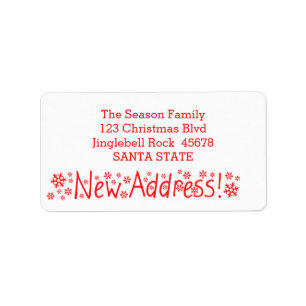 New Address Snowflake Christmas Label