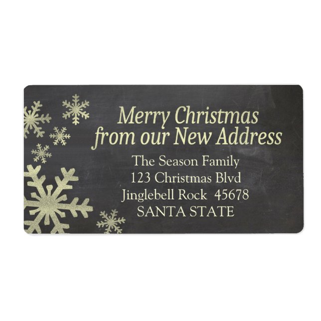 New Address snowflake holiday Label (Front)