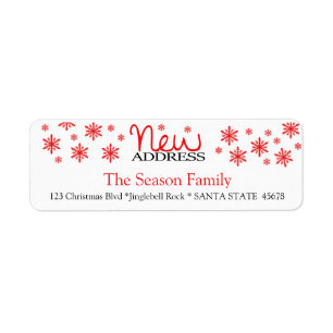 New Address snowflake holiday Label Return Address Label