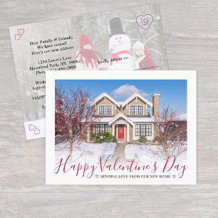 New Address Valentine's Day Love 2 Photos Moving Announcement Postcard