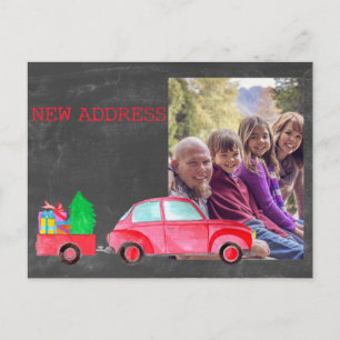 New Address watercolor Christmas Car photo card