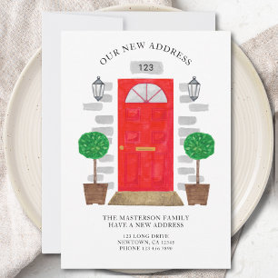 New Address Watercolor Red Door  Announcement