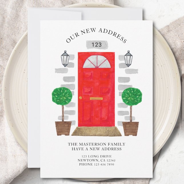 New Address Watercolor Red Door  Announcement (Creator Uploaded)