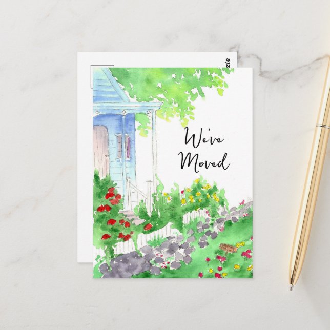 New Address We Have Moved Cottage House Postcard (Front/Back In Situ)