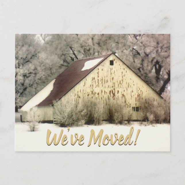 New Address We Moved Funny Barn Announcement Postcard (Front)