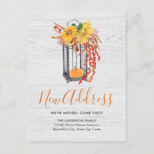 New Address We've Moved Floral Pumpkin Moving Announcement Postcard
