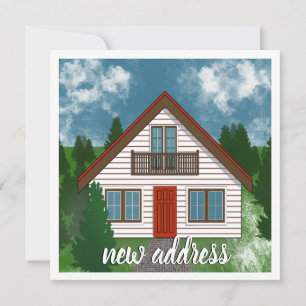 New Address   White Country House Red Door Drawing Announcement