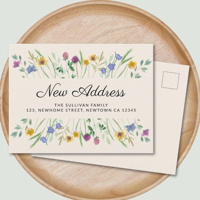 New Address Wildflower Moving Announcement Postcard (Creator Uploaded)