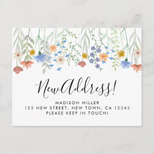 New Address Wildflowers Moving Announcement Postcard