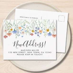 New Address Wildflowers Moving Announcement Postcard