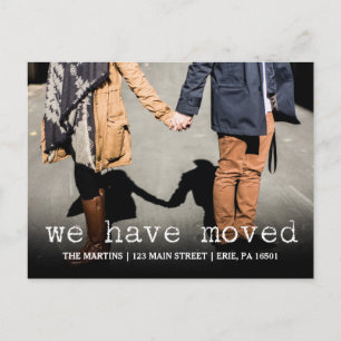 New Address with Your Photo and Typewriter Text Announcement Postcard