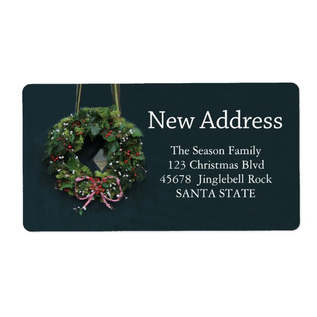 New Address x-mas wreath Holiday Label (Front)