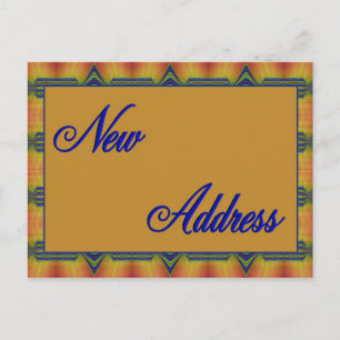 new address yellow and blue announcement postcard